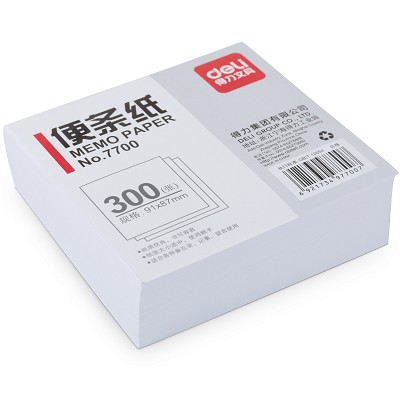 得力7700便條紙 便簽本便簽紙  留言紙 便利本91×87mm300張 白色